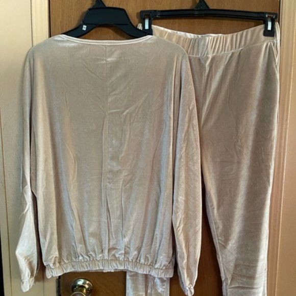 TAN-O-ring Zip Up Velvet Sweatpants Set - Picture 2 of 3